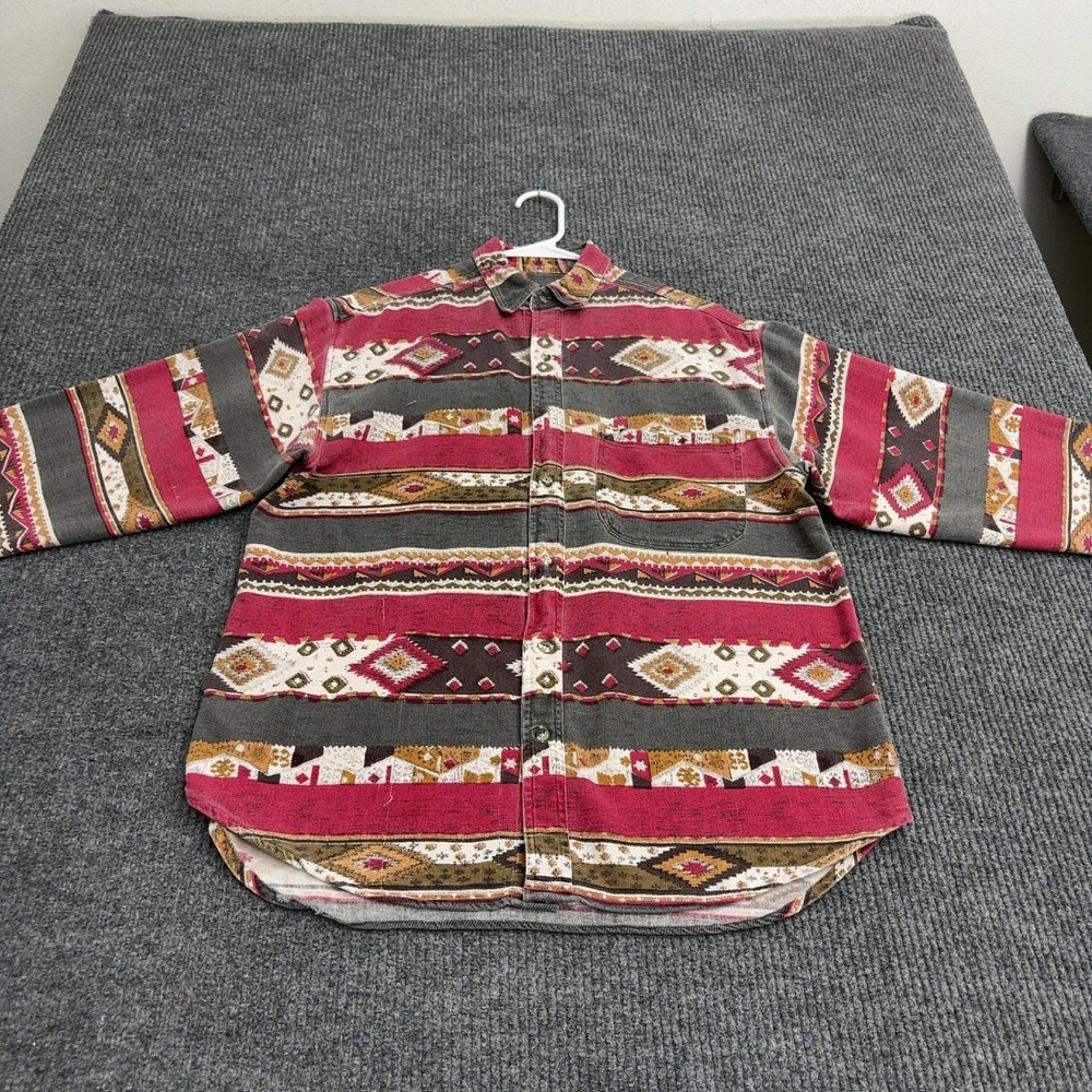 Vintage Rumors Button Up Shirt Mens L Multi Cotton Aztec Southwestern Boho